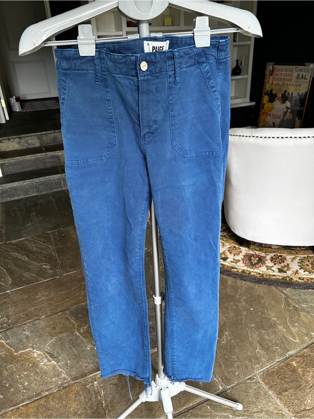 PAIGE Women’s Blue Casual Straight-Leg Pants